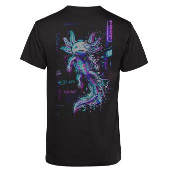 Preview: schwarzes T-Shirt Rückansicht mit Lotte NEO AXO Textilprint